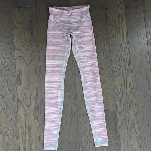 Lululemon Wunder Under Pant III Luxtreme Cyber Stripe Flash Light Menthol Size 2 - Picture 5 of 11
